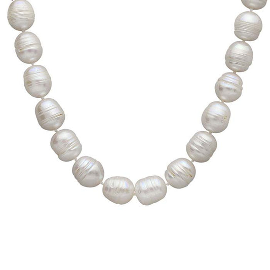 Cultured 10– Ringed Barrel Pearl Necklace