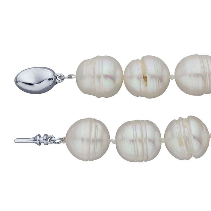 Cultured 10– Ringed Barrel Pearl Bracelet