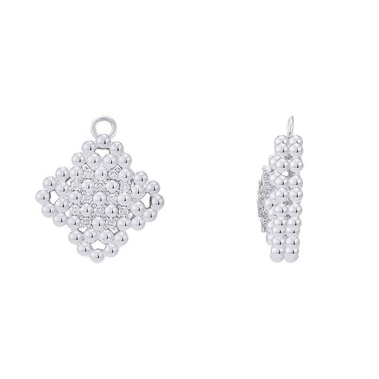Sterling Silver CZ-Set Quatrefoil Component with Ring