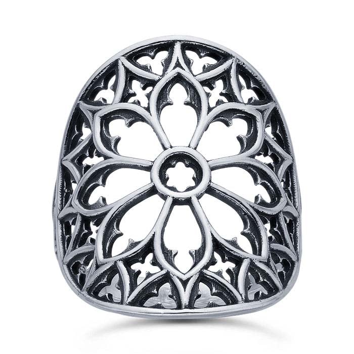 Sterling Silver Cathedral Rose Window Ring