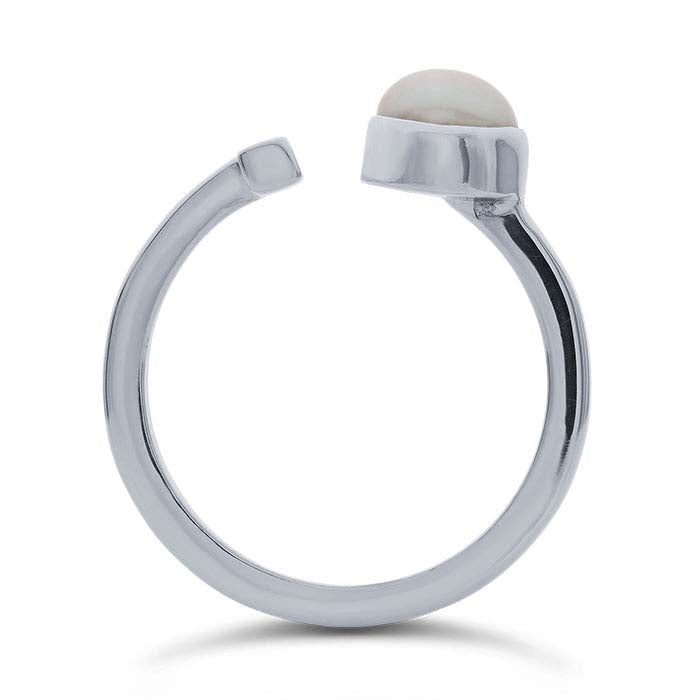 Sterling Silver Pearl-Set Bar Ring, Abjustable