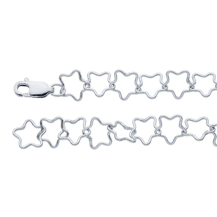 Sterling Silver Flat Star Link Chain