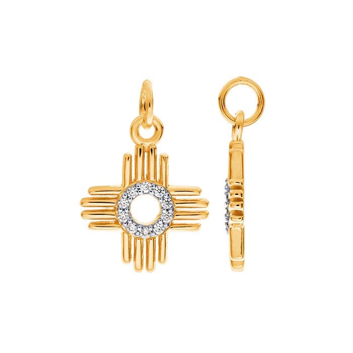 Sterling Silver Gold-Plated CZ-Set Zia Charm