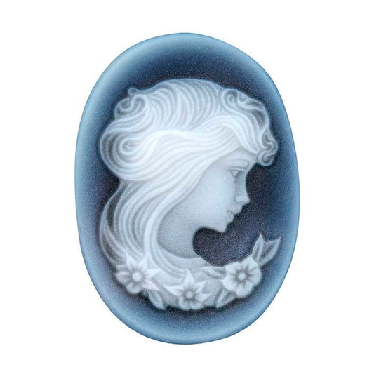 Schwarzer Achat, 30 x 22 mm, ovale Portrait-Kamee