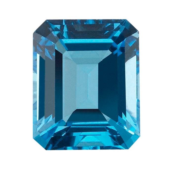 Swiss-Blue Topaz Emerald-Cut Faceted Gemstones, AA-Grade
