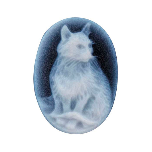 Schwarzer Achat 18 x 13 mm ovale Katzenkamee