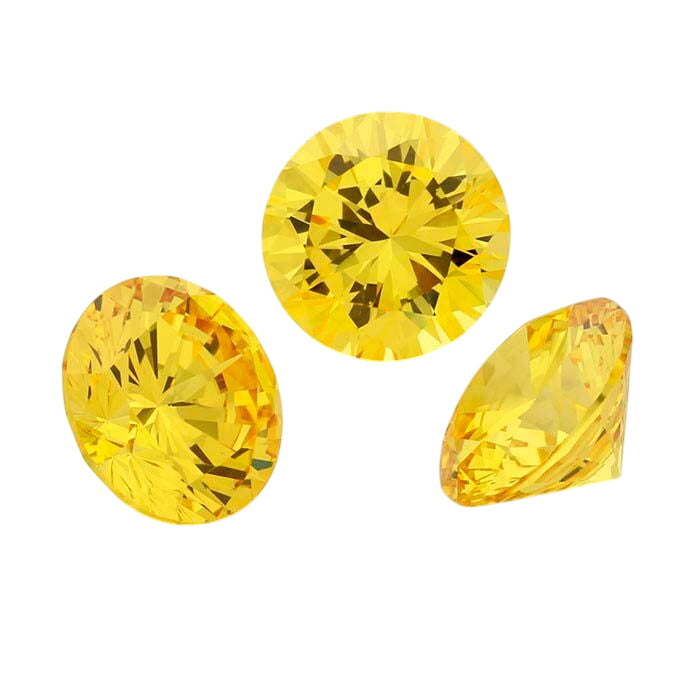 Yellow CZ Round Faceted Gemstone