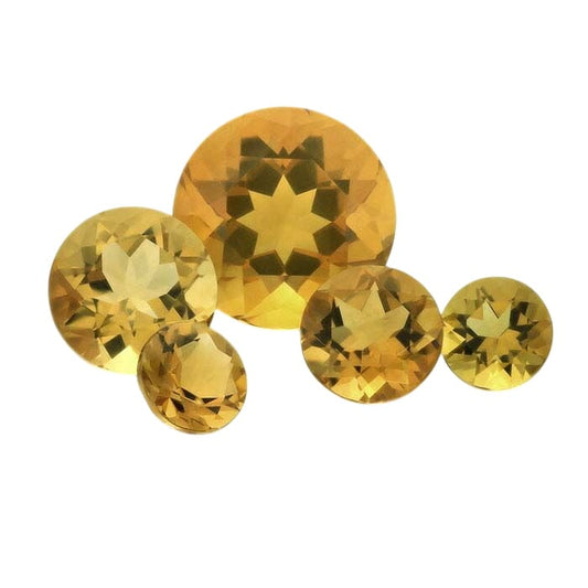 Yellow Citrine Round Faceted Gemstones, AA-Grade
