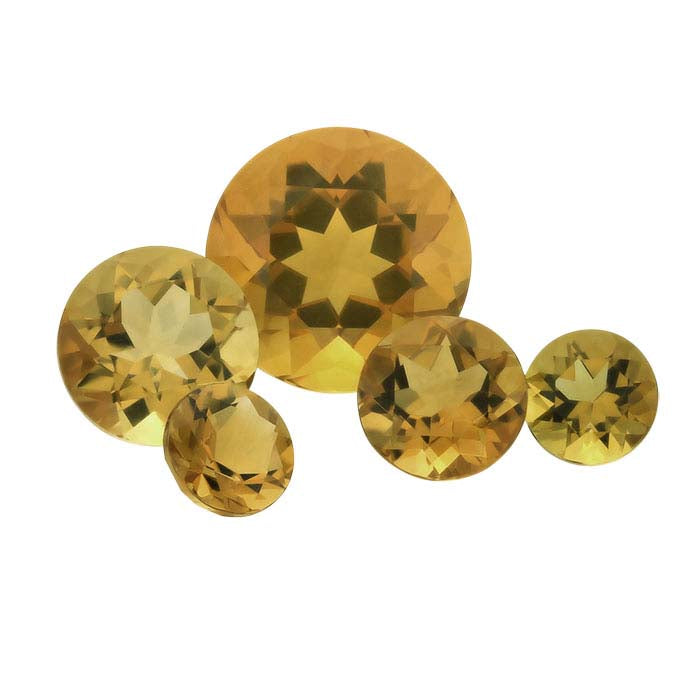 Yellow Citrine Round Faceted Gemstones, AA-Grade