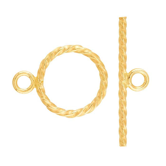 14/20 Yellow Gold-Filled Twist Flat-End Toggle Clasp