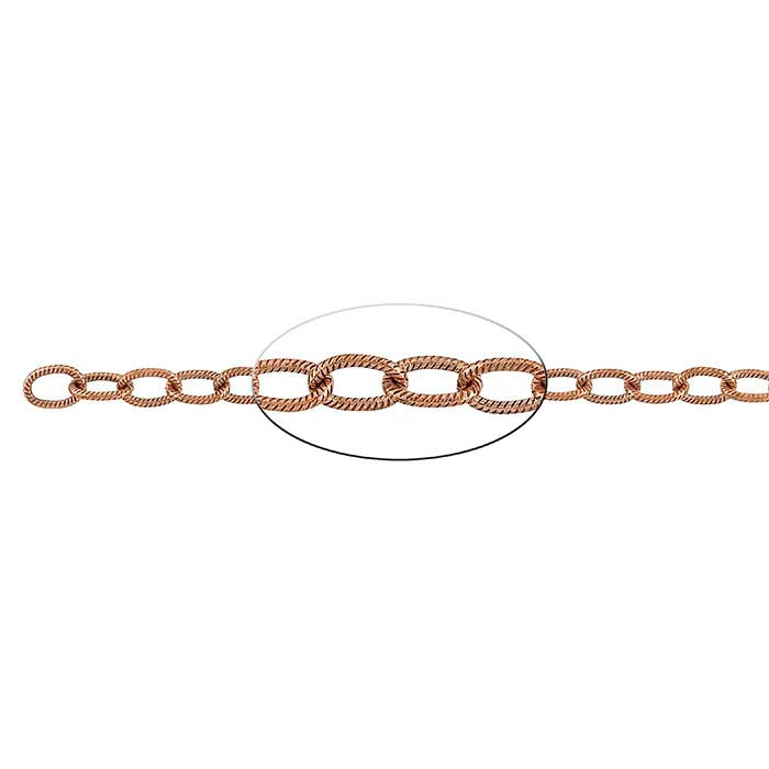 Copper Patterned Oval Cable Chain, 6.1 m. Spool