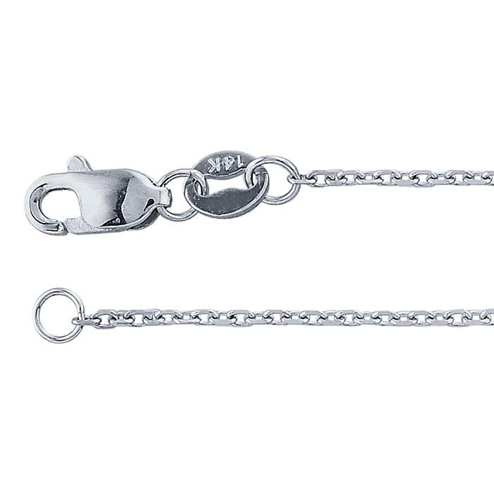 14K White Gold Beveled Oval Cable Chain