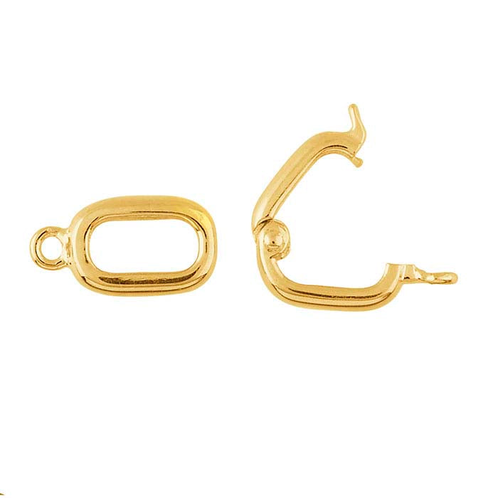 14K Yellow Gold Oval Hinged Hook & Eye Clasp