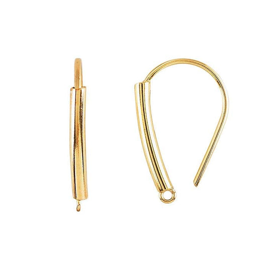 14/20 Yellow Gold-Filled Tube-Accent Ear Wire with Closed Ring