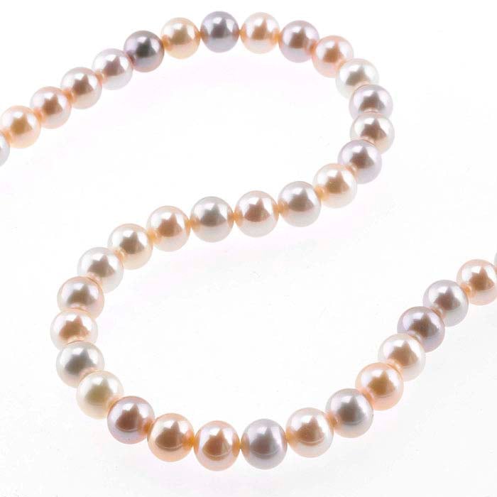 Freshwater Cultured 6– Round Pearl Strand, Pink, Peach, and Lavender, A-Grade