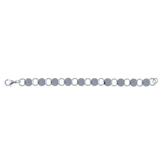 Steel Imitation Rhodium-Plated Round Ring and Connector Bracelet