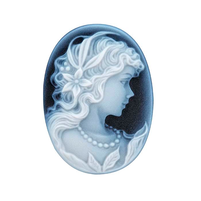 Svart agat 30 x 22 mm oval portrettcameo