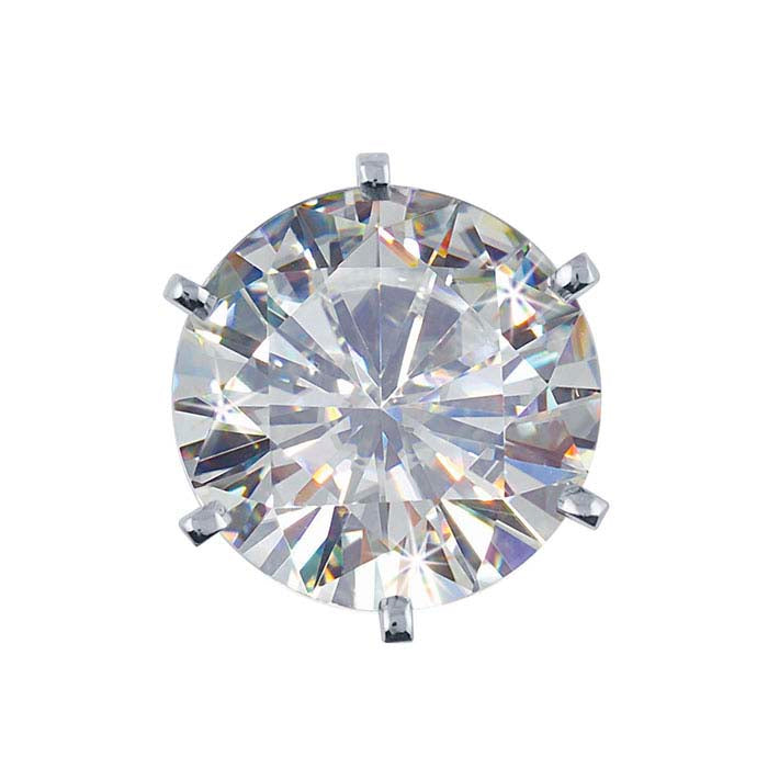 14K White Gold Round Tall 6-Prong Settings with Peg