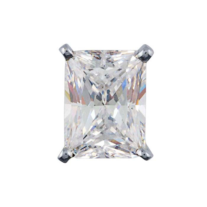 14K White Gold Emerald-Cut 4-Prong Settings with Peg