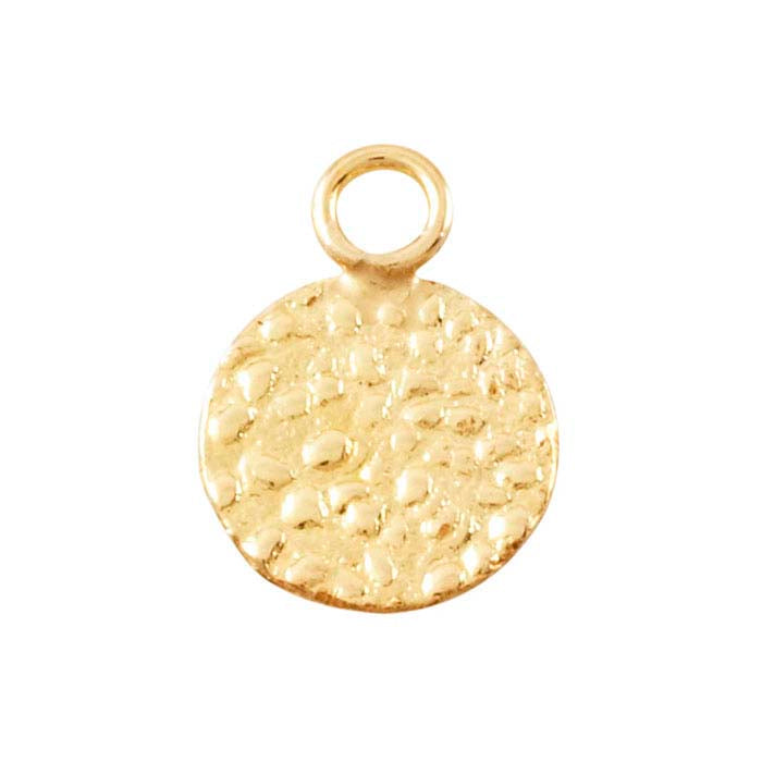 Komponent okrągły z żółtego złota 14/20, wypełniony, o fakturze kamyczków