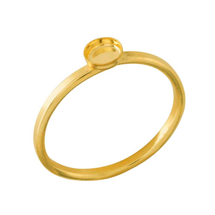 14/20 Yellow Gold-Filled Round Cabochon Ring Mounting