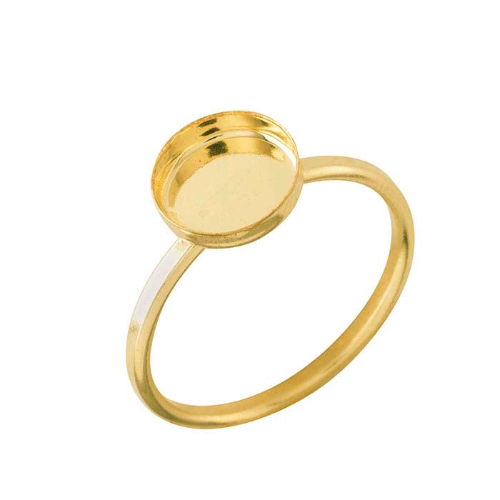 14/20 Yellow Gold-Filled Round Cabochon Ring Mounting