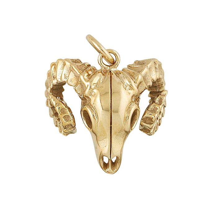 Bronze 3D Ram Skull Pendant
