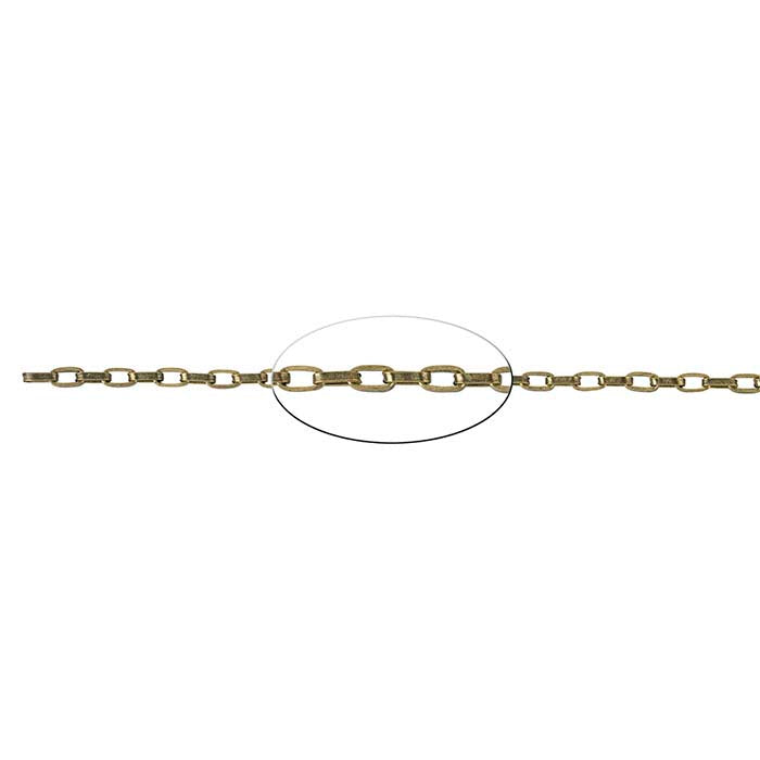 Steel Antique Brass-Finished Flat Oval Cable Chain, 6.1 m. Spool