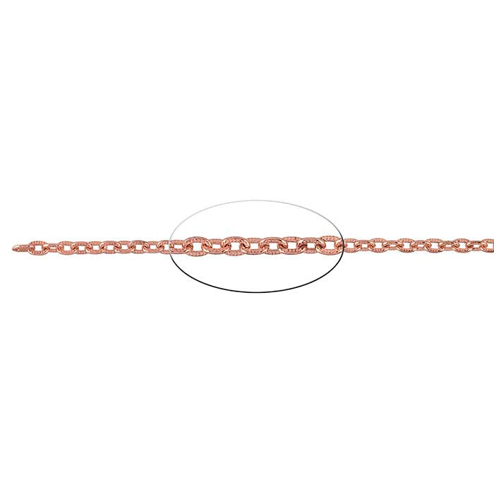 Медная узорчатая плоская овальная цепь, 6.1 м. катушка