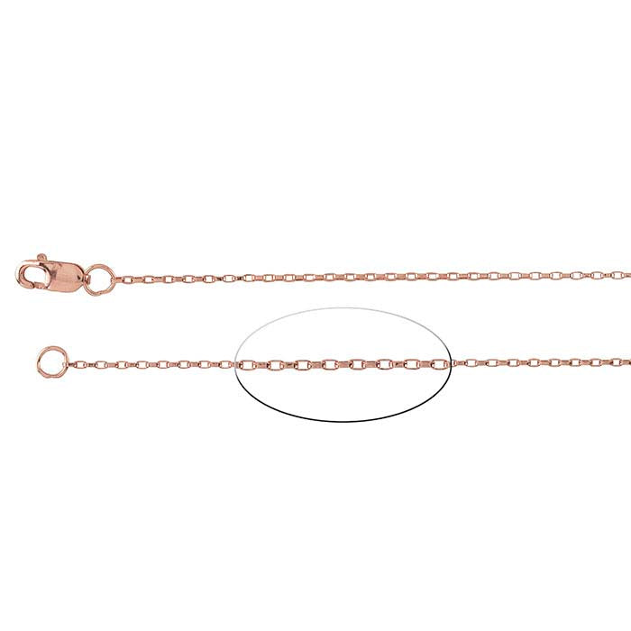 سلسلة صندوق طويلة مطلية بالذهب الوردي 14/20