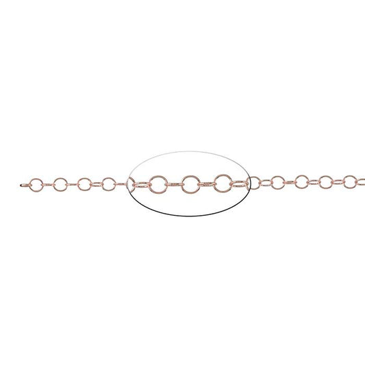 14/20 roségullfylt rund kabelkjede, per fot