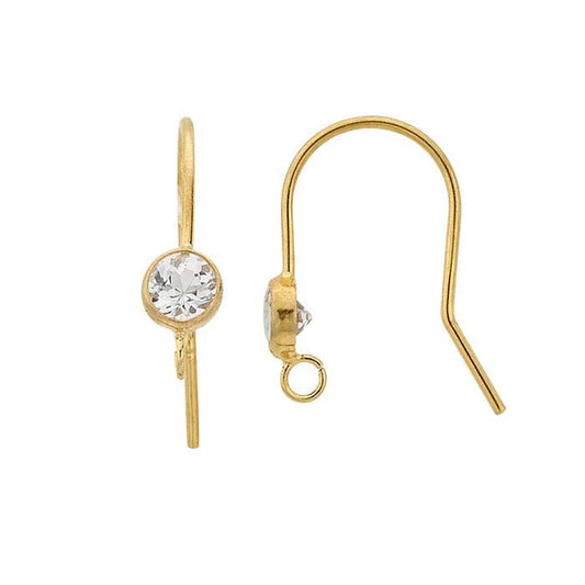 14/20 Yellow Gold-Filled White Topaz-Set Ear Wire with Open Ring