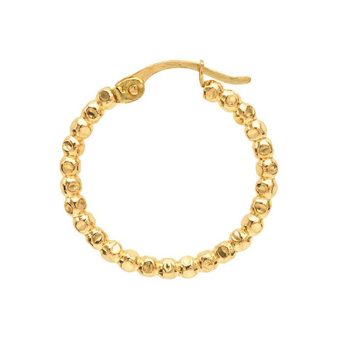 12/20 Yellow Gold-Filled Faceted Bead Round Hoop Earring