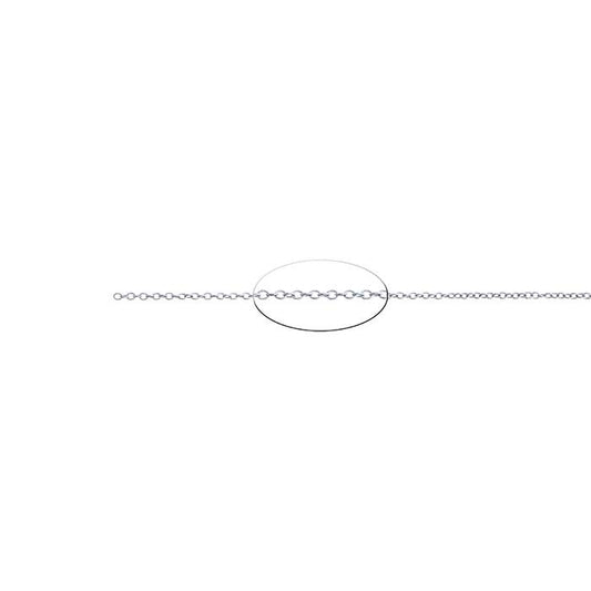 14K Hvitt Gull 1mm Oval Kabelkjede, Per Tomme