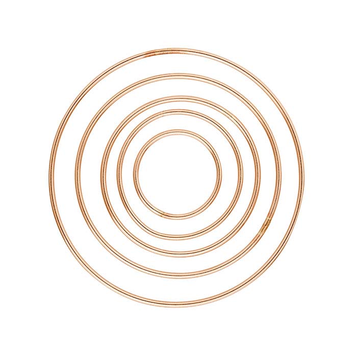 مجموعة مكونات دائرية متحدة المركز ناعمة مطلية بالذهب الوردي 14/20