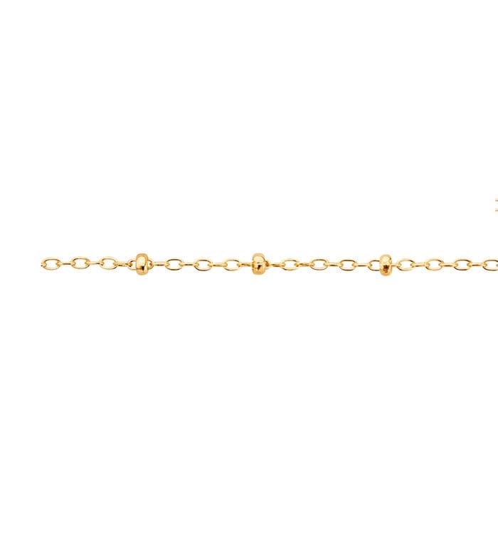 14K Yellow Gold Oval Cable Chain with Roundel Beads