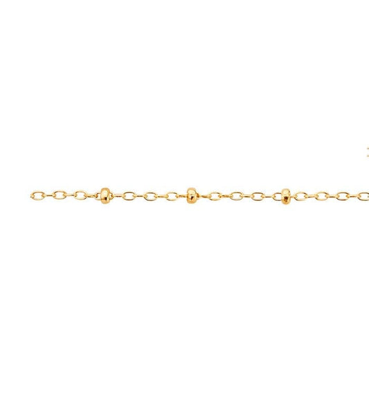 14K Yellow Gold Oval Cable Chain with Roundel Beads