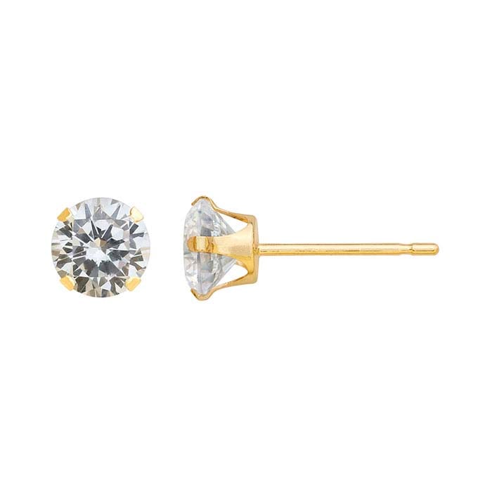 14K Yellow Gold CZ-Set Post Earring