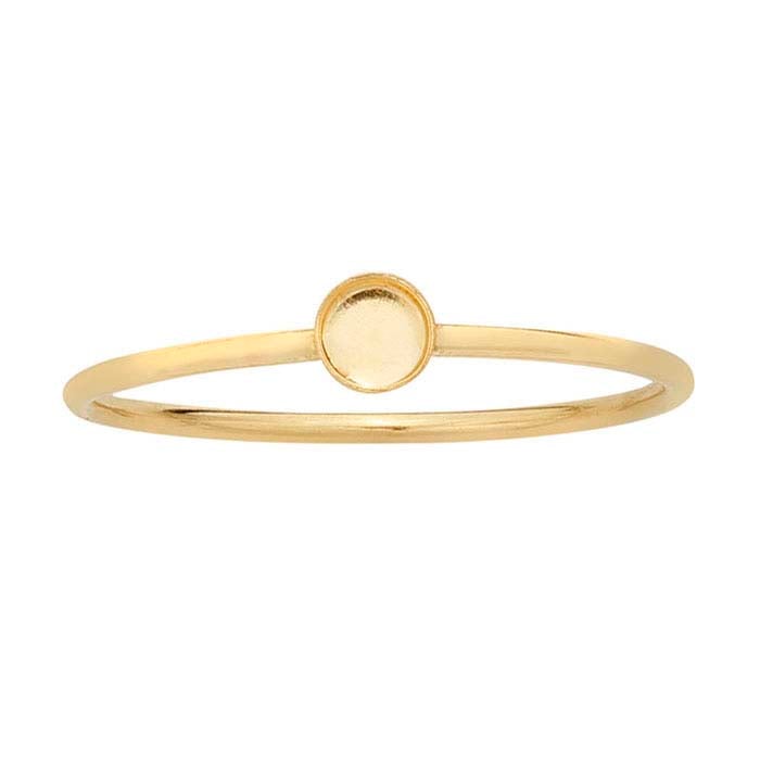 14/20 Yellow Gold-Filled Round Cabochon Ring Mounting