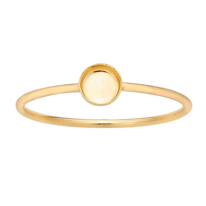 14/20 Yellow Gold-Filled Round Cabochon Ring Mounting