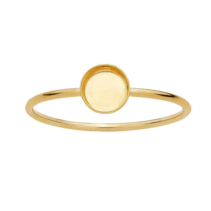 14/20 Yellow Gold-Filled Round Cabochon Ring Mounting