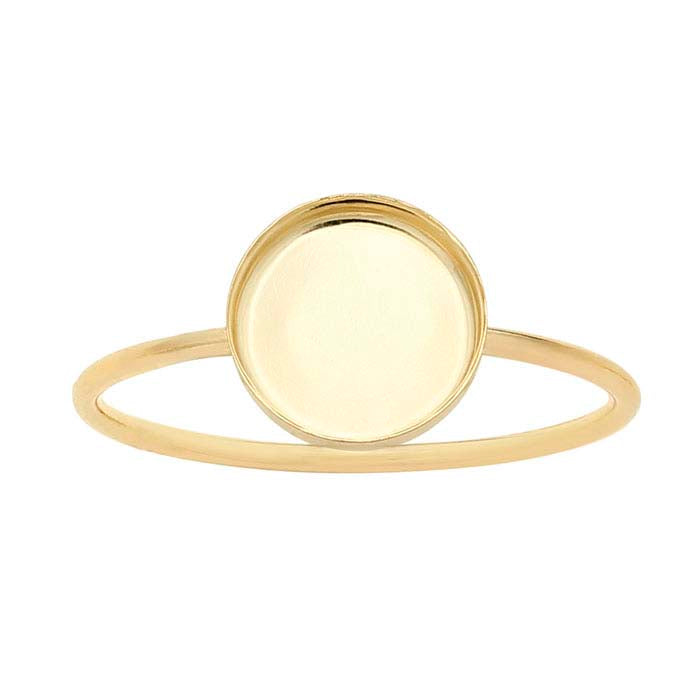 14/20 Yellow Gold-Filled Round Cabochon Ring Mounting