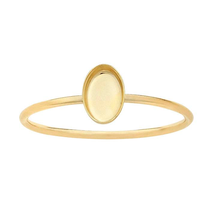 14/20 Yellow Gold-Filled Oval Cabochon Ring Mounting