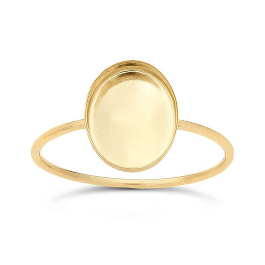 14/20 Yellow Gold-Filled Oval Cabochon Ring Mounting