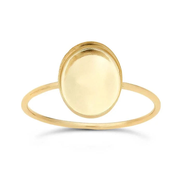 14/20 Yellow Gold-Filled Oval Cabochon Ring Mounting