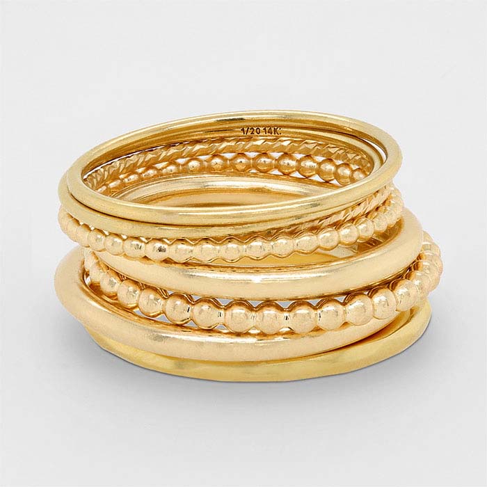 14/20 Yellow Gold-Filled Round Wire Stackable Ring