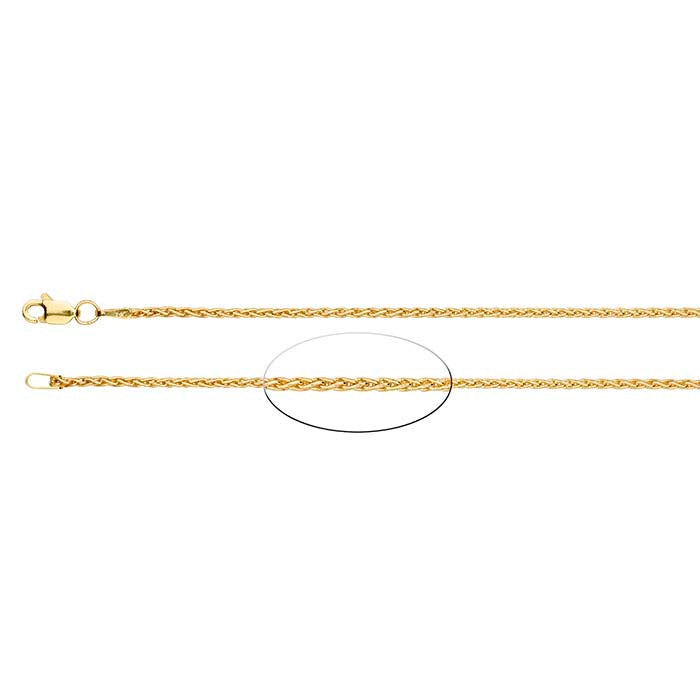 14K Yellow Gold Round Wheat Chain