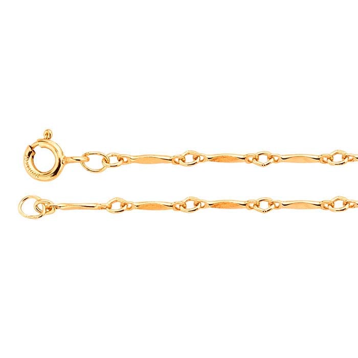 14/20 Yellow Gold-Filled Dapped Bar and Link Chain