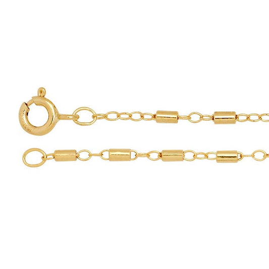 14/20 gult gullfylt kabelkjede armbånd med rørperler