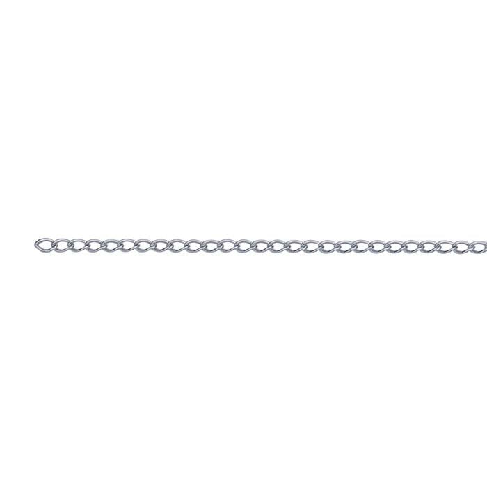 14K White Gold Lightweight Curb Chain, By the Inch